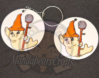 Protected by a Magic Seal Pin or Keychain! Cute, Funny and Punny