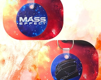Llavero de doble cara de 2 pulgadas con personaje de Mass Effect, galaxia.