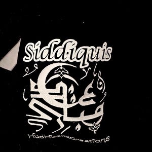 May include: Black and white graphic design with the text "Siddiqui's" and "Hudhaifa Creations".