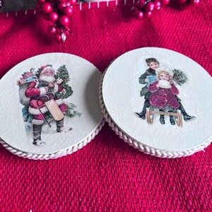2 Hand made Wooden Christmas Coasters
