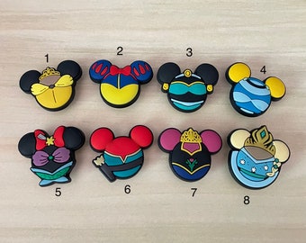 Princess Mickey shaped clog charms| shoe charms| snow white| cinderella| Little mermaid| shoe clog charms