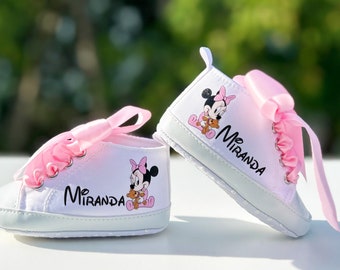 Minnie Mouse Girl Shoes, Cute Minnie Shoes, Pink Baby Shoes, Personalized Baby Gift