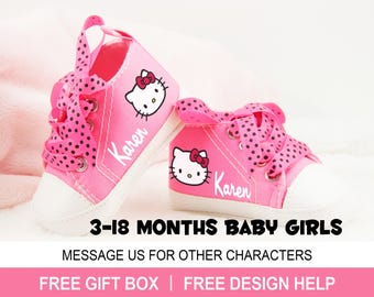 Chaussures rose kitty pour bébé fille, tenue mignonne de bébé chaton, baskets personnalisées pour bébé fille kitty