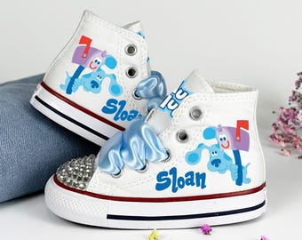 Baskets montantes bleues personnalisées Clues Converse