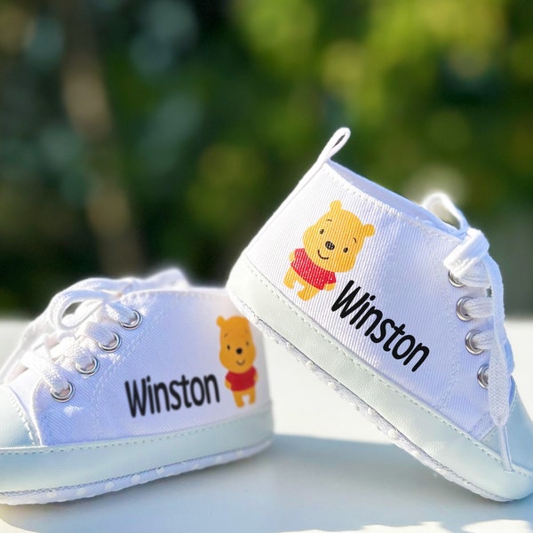 Winnie the Pooh Baby Boy Shoes, Cute Pooh Baby Shoes, Personalized Baby Shoes