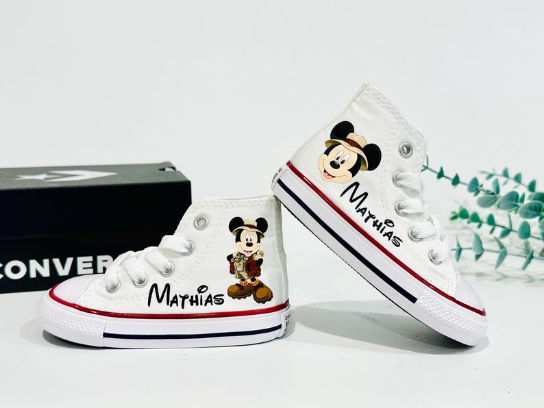 Custom Mickey Mouse Safari Converse, Wild Birthday Boy Toddler High Top Shoes image 7
