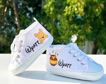 Winnie the Pooh Honey Pot Baby Boy Shoes, Honey Baby Shoes, Personalized Baby Shoes