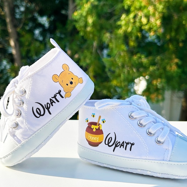 Winnie the Pooh Honey Pot Baby Boy Shoes, Honey Baby Shoes, Personalized Baby Shoes