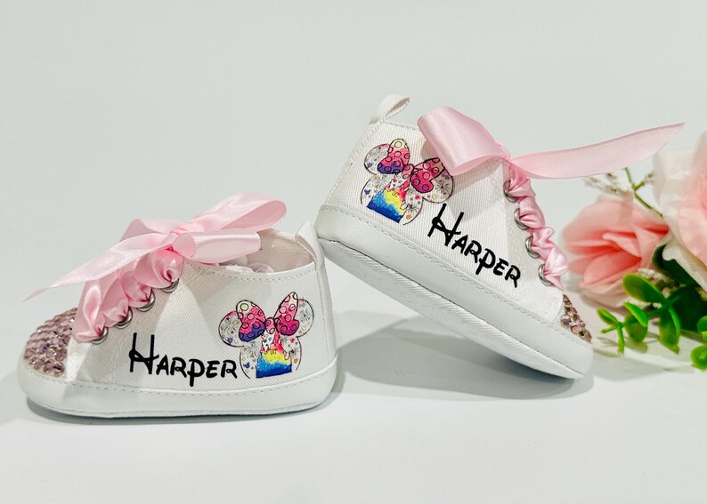 Personalized Disney Minnie Mouse and Castle Baby Girl Shoes image 4