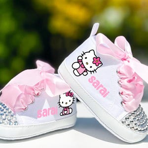 Custom Kitty Baby Shoes Personalized Cute Kitty Cat High Top Baby Girl Shoes With Name