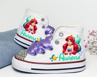 Custom Little Mermaid Converse: Ariel High Top Sneakers, Birthday Gift