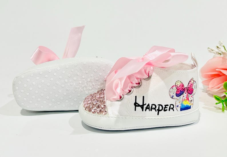 Personalized Disney Minnie Mouse and Castle Baby Girl Shoes image 5
