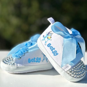 Personalized Bluey Baby Girl Shoes, First Birthday Bluey Shoes, Soft Sole Bluey Shoes for Infants
