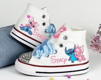 Custom Stitch & Angel Converse Sneakers: Personalized Stitch Girl Birthday Outfit