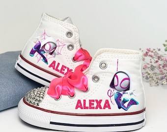 Personalized Ghost Spider Converse, Gwen Stacy Birthday Shoes, Spidey and His Amazing Friends Sneakers, Girl Spiderman Toddler Shoes
