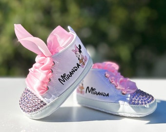 Minnie Mouse Baby Girl Shoes, Disney Minnie Mouse baby shower, Personalized Baby Girl Gift