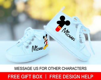 Mickey Mouse 1st Birthday Baby Shoes: Personalized Toddler Sneakers