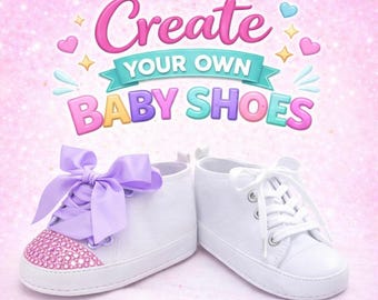 Chaussures bébé personnalisées, baskets bébé personnalisées pour garçons et filles, tout thème, chaussures bébé blanc noir rose, cadeau personnalisé pour bébé