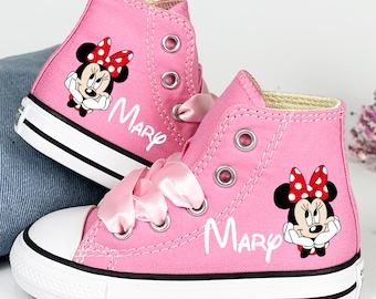 Custom Minnie Mouse Converse Sneakers: Pink High Top Toddler Shoes