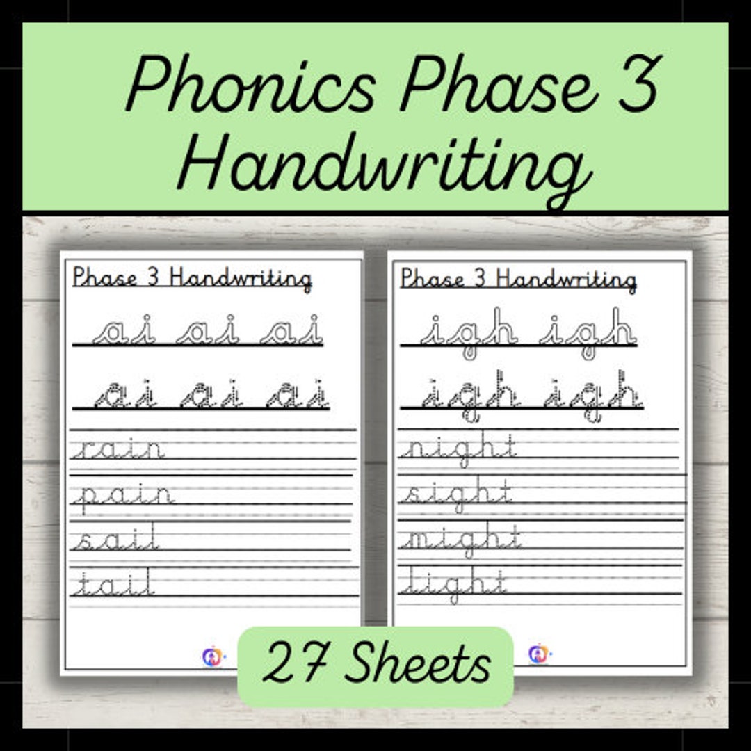 Phase 3 Phonics Handwriting Sheets Etsy
