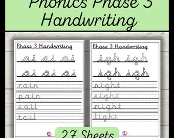 Phase 3 Phonics Handwriting Sheets