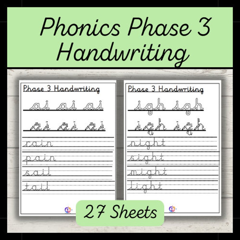 Phase 3 Phonics Handwriting Sheets Etsy