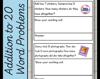Math Word Problems Addition to 20