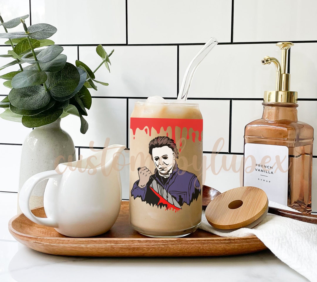 Michael Myers Glass Can Scary Movie Halloween Glass Can Etsy