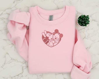 Mickey and Minnie Embroidered | Couples Valentines Sweethearts Sweatshirt | Valentines | Matching Couple |