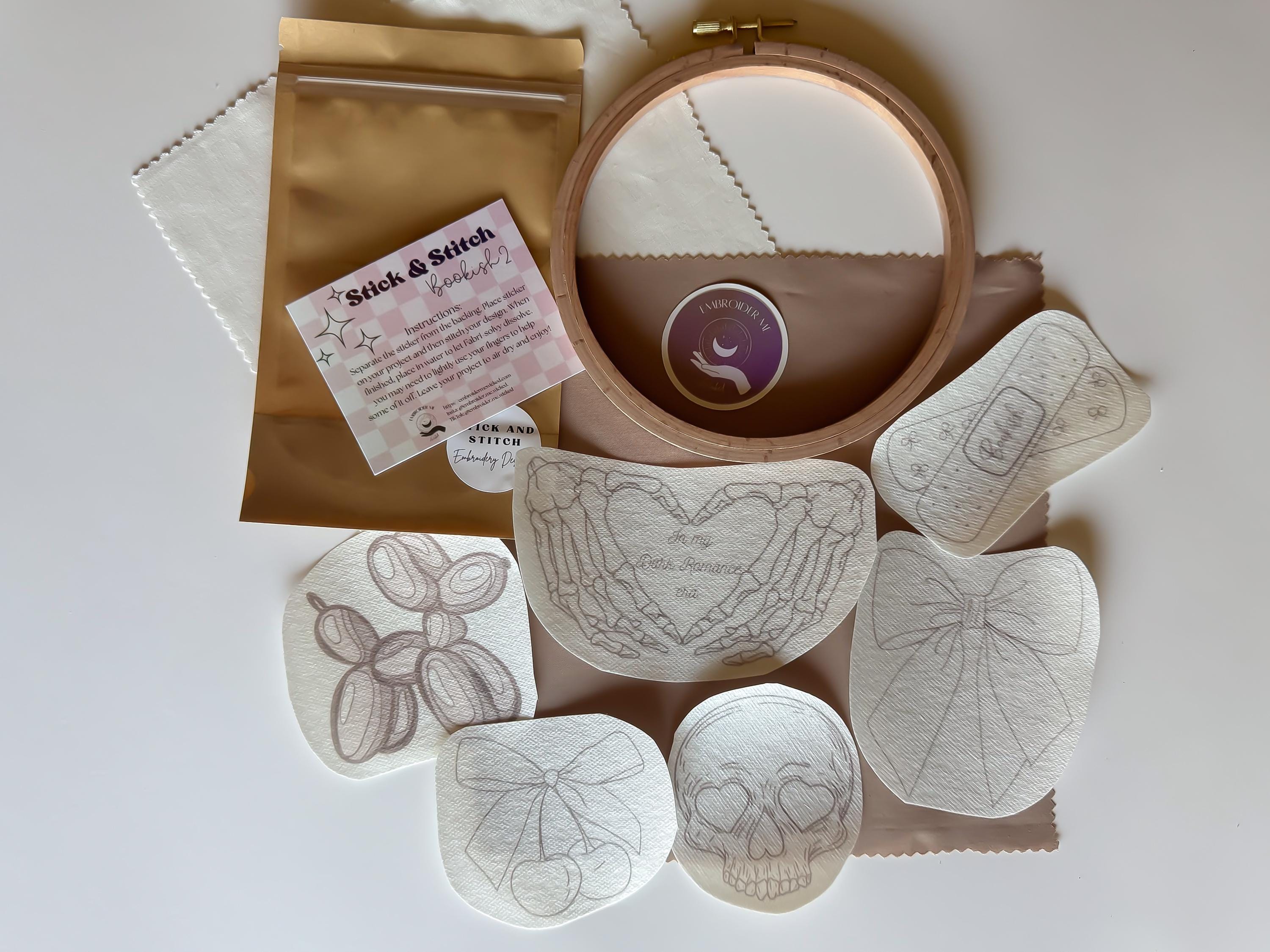 Bookish2 stick and stitch embroidery pack