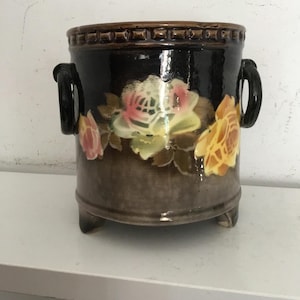 Czech ceramic vase.  Small very vintage hand painted ceramic vase/planter made in Czechoslovakia.