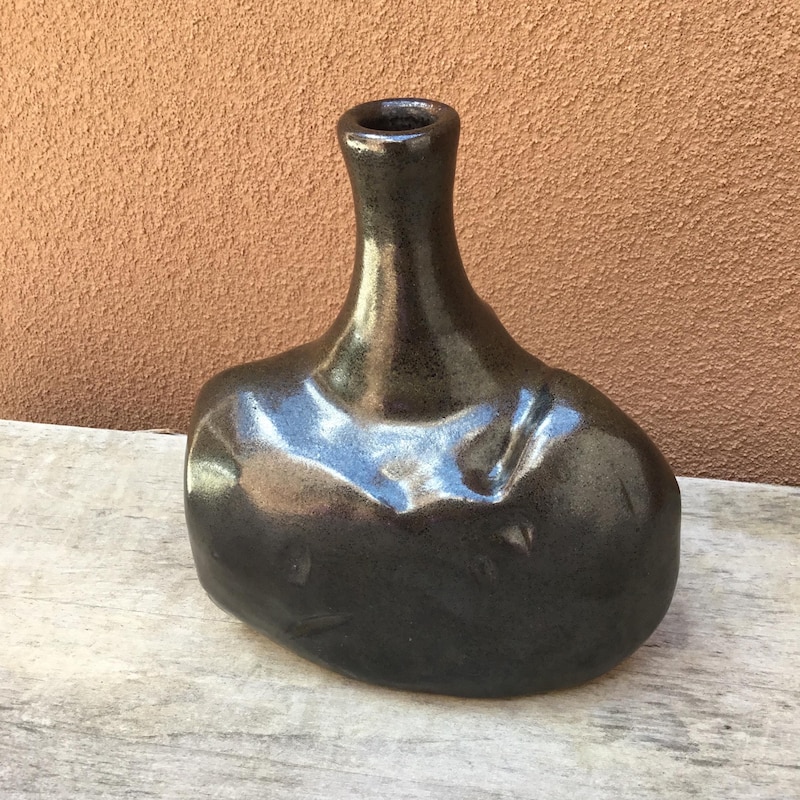 Black Raku Vase - Etsy