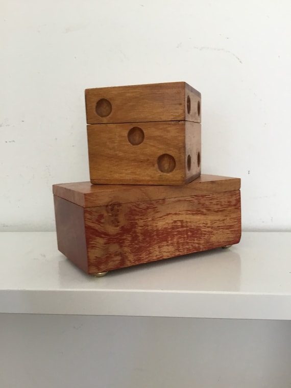 Lot of 2 little handmade, homemade wooden boxes.  