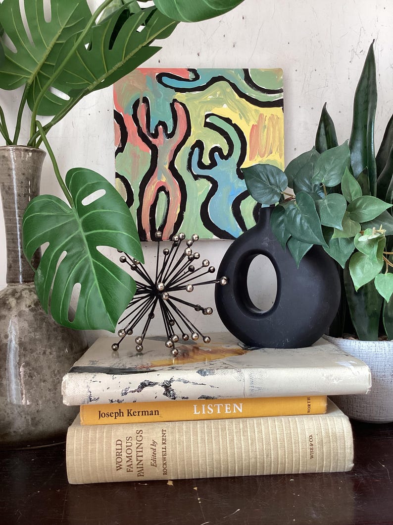 Pintura posmodernista colorida. Pequeña y colorida obra firmada por el artista, estilo posmodernista de Keith Haring. imagen 18