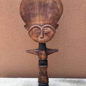 African Ashanti fertility figure.  Large carved wood African Ashanti fertility figure.