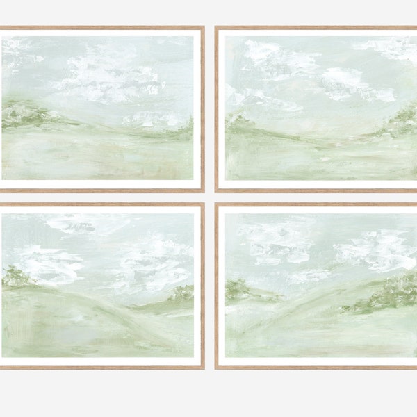 Daydreaming - Gallery Wall Set of 4 Abstract Landscapes Printable Wall Art Blue Green Paintings Peaceful Calming Wall Art 8x10, 11x14, 16x20