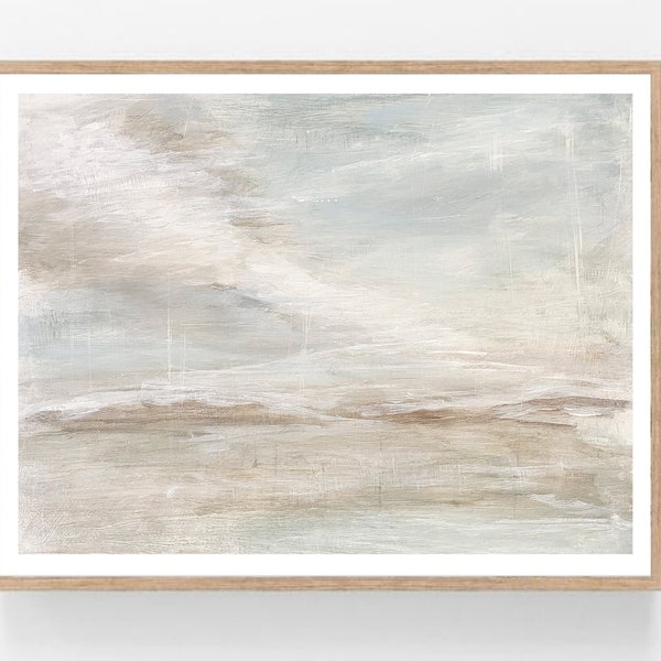 Breathtaking - Original Abstract Landscape Painting Printable, Muted Textured Wall Art Blue Gray Print 8x10 11x14 16x20 18x24 24x36 30x40