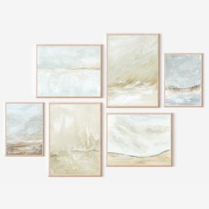 Neutral Abstract Art Prints Set of 6 - Minimalist Digital Download, Living Family Room Wall Art, Large Modern Paintings Home Decor Artwork