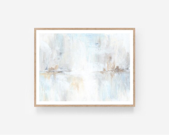 Reflections - Abstract Landscape Wall Art Download Beige Blue Painting Calm Horizontal Printable Artwork 8x10 11x14 16x20 18x24 24x36 30x40