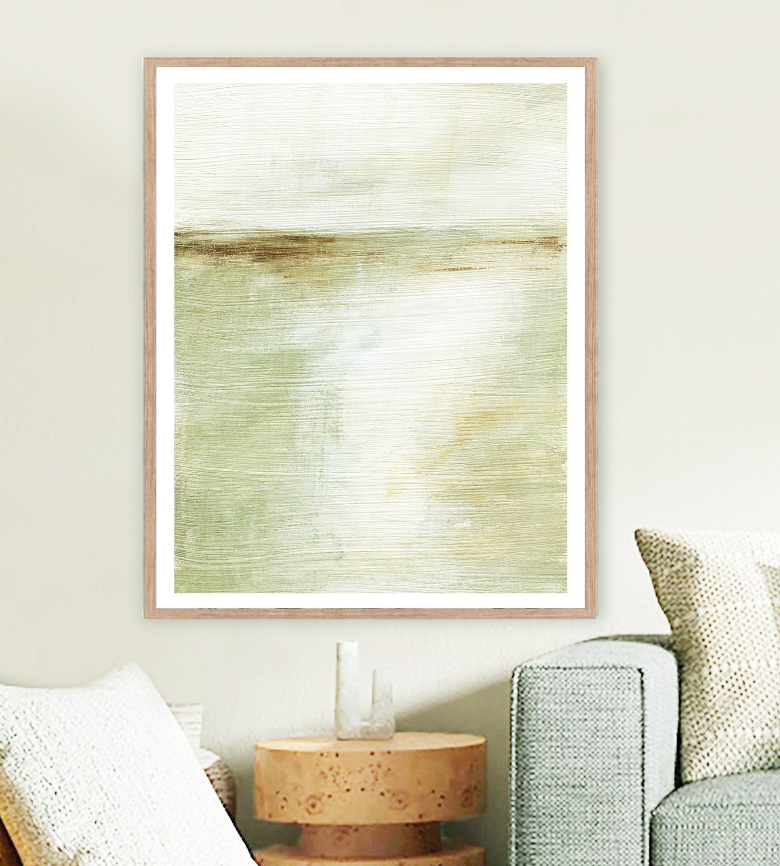 Genuine Muted Green Landscape Abstract Printable Art Print Painting