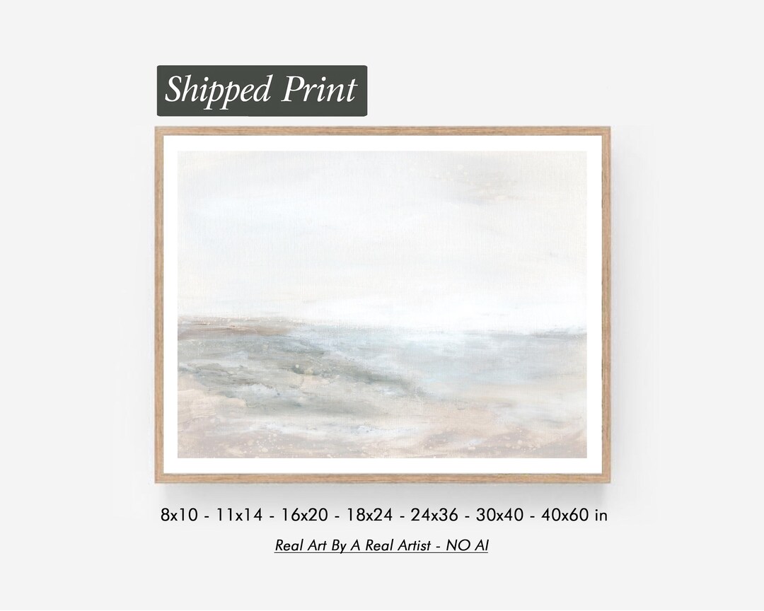 Horizon - Neutral Abstract Wall Art Print Soft Beige Light Gray Minimal ...