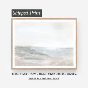 Horizon - Minimal Neutral Wall Art Horizon Landscape Print, Beige Gray Coastal Abstract Subtle Modern Beach Decor Extra Large Unframed Paper