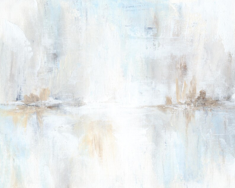 Reflections - Abstract Landscape Wall Art Download Beige Blue Painting Calm Horizontal Printable Artwork 8x10 11x14 16x20 18x24 24x36 30x40