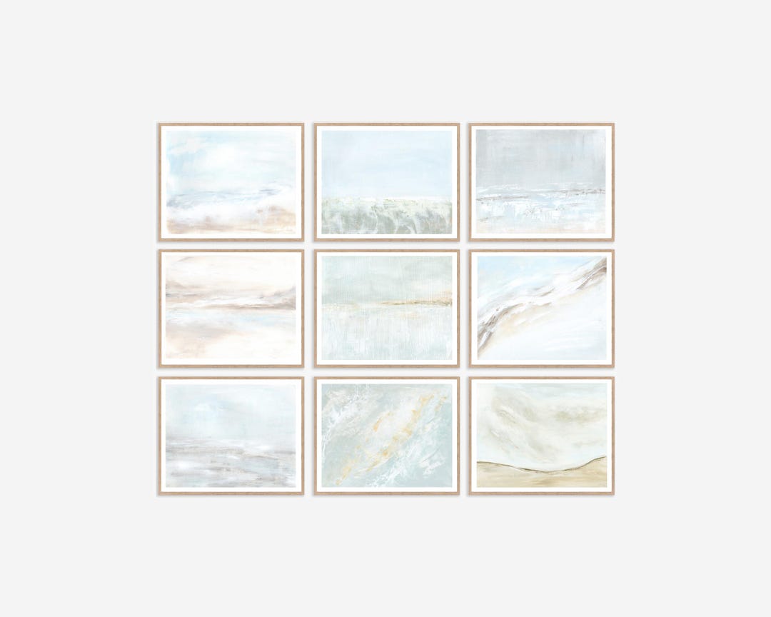 Serenity - Minimalist Abstract Prints Download Set of 9, Coastal Wall ...