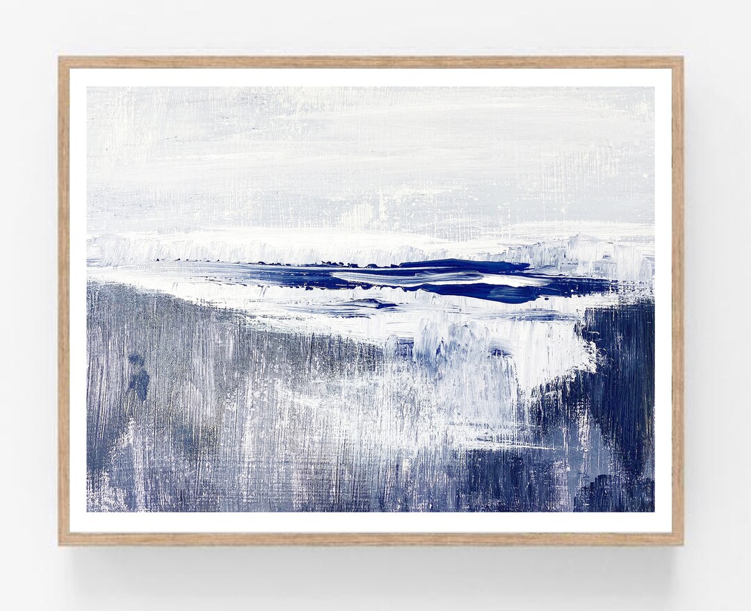 Impressive Abstract Navy and White Art Textured Painting Etsy