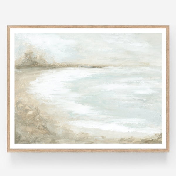 Breeze - Neutral Gray Art Coastline Print Download, Landscape Abstract Grey Beach Art, Coastal Seascape 8x10 11x14 16x20 18x24 24x36 30x40