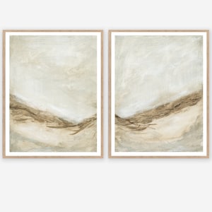 Tempting - Neutral Abstract Wall Set of 2 Paintings, Printable Art Download, Earth Tone Prints, Gray Brown Beige 8x10, 11x14, 16x20, 18x24