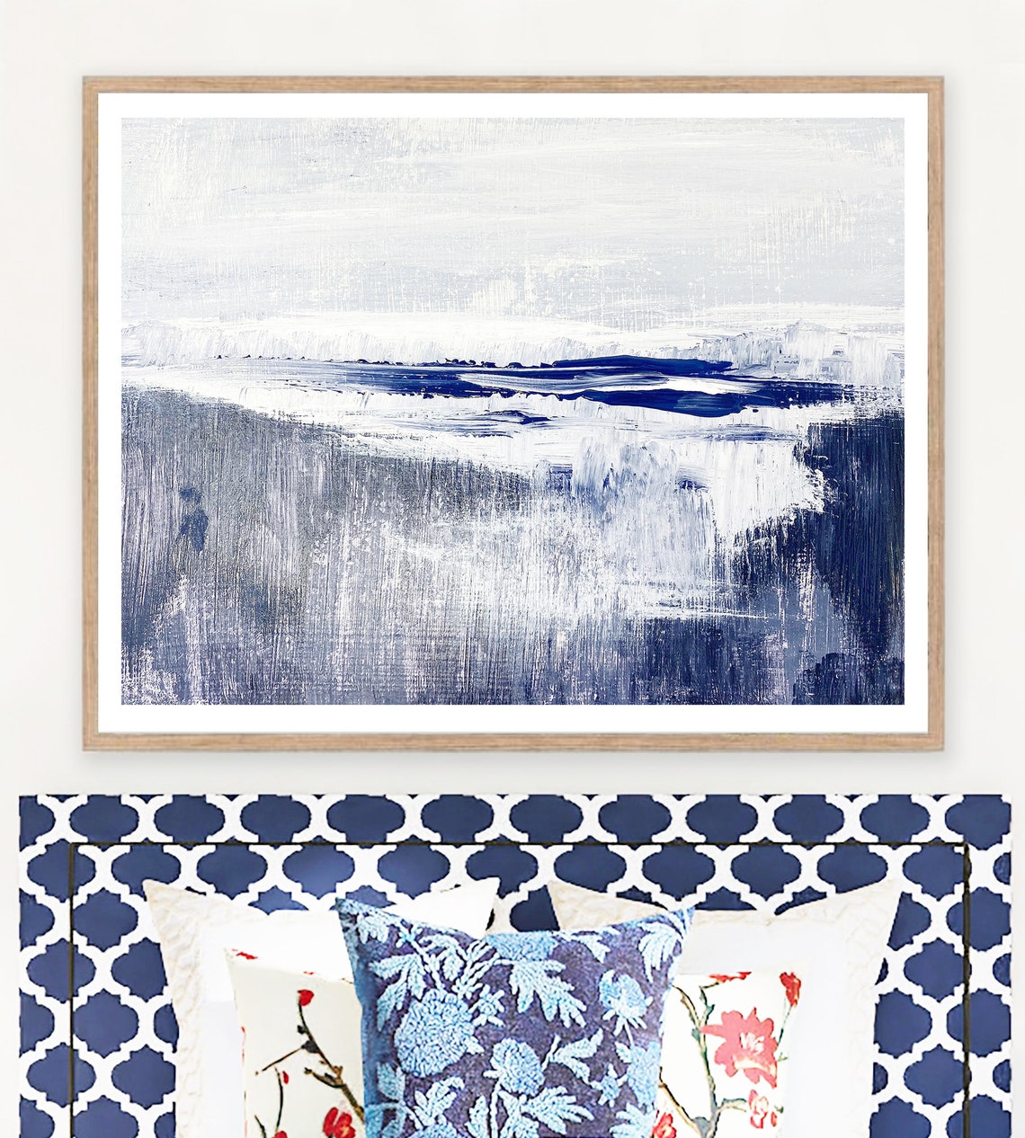 Impressive Abstract Navy and White Art Textured Painting Etsy