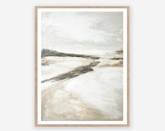 Effortless No. 1 - Original Neutral Landscape Abstract Painting Printable, Beige Brown Gray Grey White 8x10 11x14 16x20 18x24 24x36 30x40