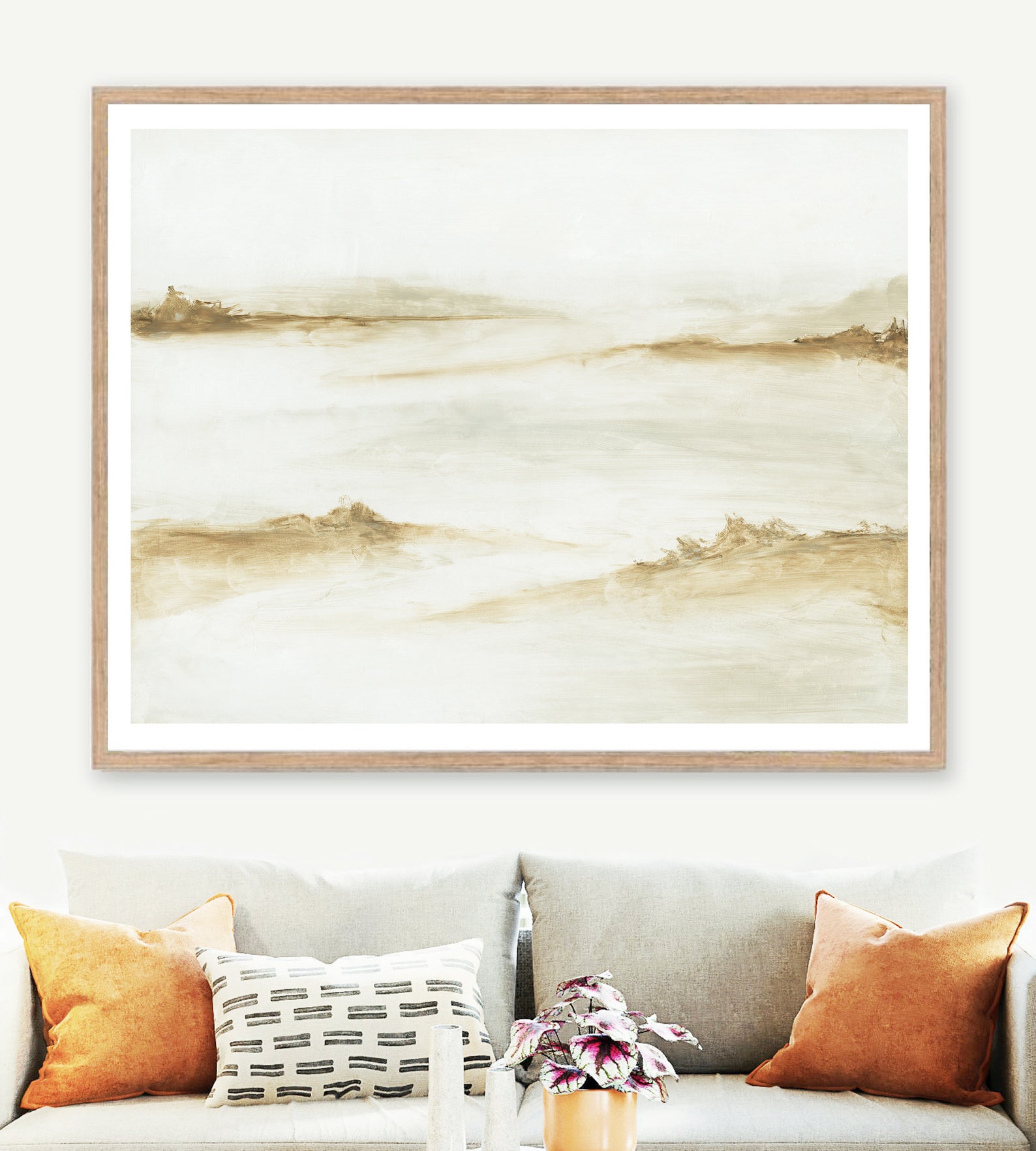 Whisper - Muted Neutral Abstract Landscape Painting Printable Wall Art ...